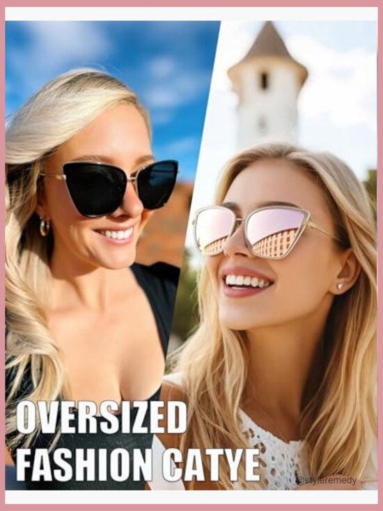 Metal Frame Oversized Cat Eye Sunglasses UV400 Protection main image 6